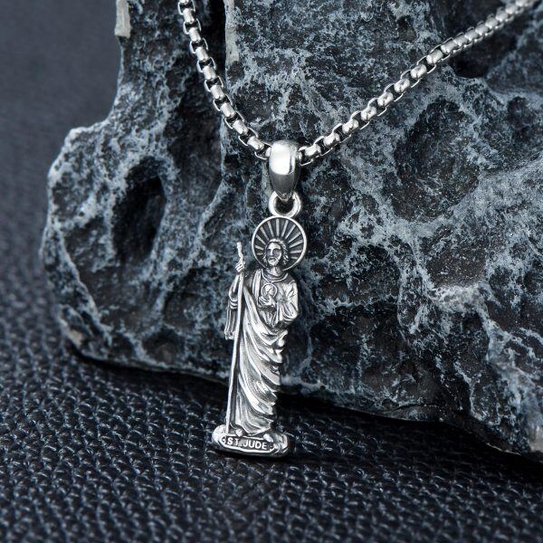 Sterling Silver Saint Jude Necklaces with Stainless Steel Chain-4