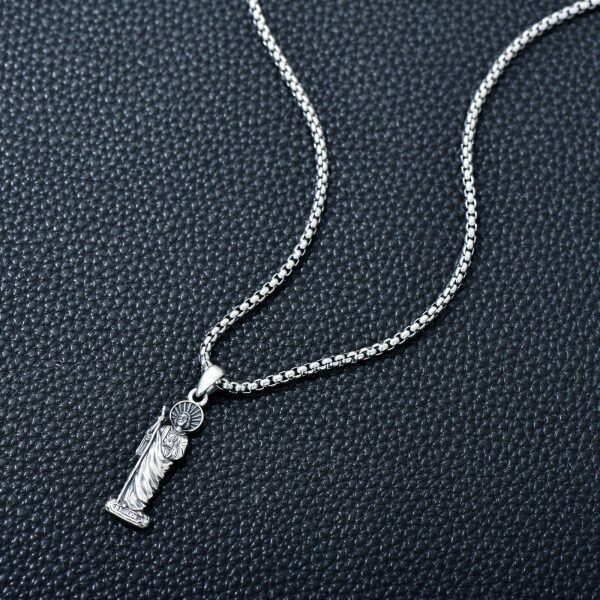 Sterling Silver Saint Jude Necklaces with Stainless Steel Chain-5