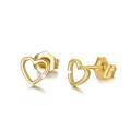 wholesale 14K Gold Open Heart with Cubic Zirconia Stud Earrings for Women Mom Wife Girls-0-5