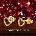 wholesale 14K Gold Open Heart with Cubic Zirconia Stud Earrings for Women Mom Wife Girls-0-10