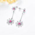 wholesale Sterling Silver October Birthstone Daisy Earrings Hypoallergenic Dangle Gift - Rhodium Plated-0-11