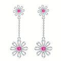 wholesale Sterling Silver October Birthstone Daisy Earrings Hypoallergenic Dangle Gift - Rhodium Plated-0-13