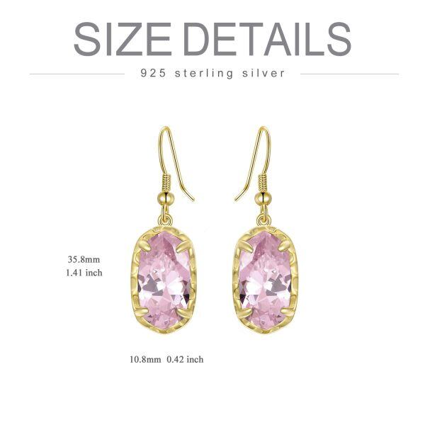 Sterling Silver Pink Tourmaline Dangle Earrings with October Birthstone-1