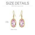 wholesale 925 Sterling Silver Plated Gold  Pink Stone Oval Shape Dainty Drop Earrings for Women Fine -0-1