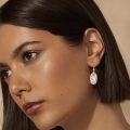 wholesale 925 Sterling Silver Plated Gold  Pink Stone Oval Shape Dainty Drop Earrings for Women Fine -0-2