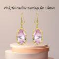 wholesale 925 Sterling Silver Plated Gold  Pink Stone Oval Shape Dainty Drop Earrings for Women Fine -0-4
