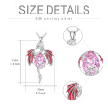wholesale 925 Sterling Silver Cubic Zirconia Red & Pink Teardrop Birthstone Wyvern Dragon Pendant Necklace for Women and Girls-0-1