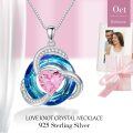 wholesale 925 Sterling Silver Green & Blue Crystal Heart Love Knot Pendant Necklace Gift for Women-0-14