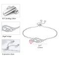 wholesale 925 Sterling Silver Pink Crystal Heart & Wing Charm Adjustable Bracelet s for Women-0-1