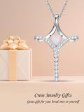 wholesale 925 Sterling Silver Opal Heart Cross Pendant Necklace for Women Christian s-0-3
