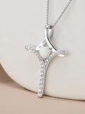 wholesale 925 Sterling Silver Opal Heart Cross Pendant Necklace for Women Christian s-0-6