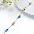 wholesale 14K Gold Blue Opal Marquise Shape Adjustable Bracelet for Women (8.5)-0-3