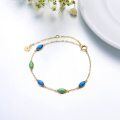 wholesale 14K Gold Blue Opal Marquise Shape Adjustable Bracelet for Women (8.5)-0-4