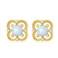 wholesale 14K Gold Opal Clover-Shaped Diamond Studs - October Birthstone Jewelry-0-0