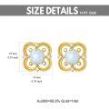 wholesale 14K Gold Opal Clover-Shaped Diamond Studs - October Birthstone Jewelry-0-1