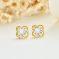 wholesale 14K Gold Opal Clover-Shaped Diamond Studs - October Birthstone Jewelry-0-3