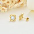 wholesale 14K Gold Opal Clover-Shaped Diamond Studs - October Birthstone Jewelry-0-4
