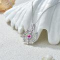 wholesale 925 Sterling Silver Pink Sapphire & White Fire Opal Compass Sun Moon Star Pendant Necklace Gift for Women-0-2