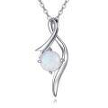 wholesale 925 Sterling Silver White Fire Opal Round Cut Infinity Pendant Necklace for Women's Gifts in Gift Box (October)-0-0