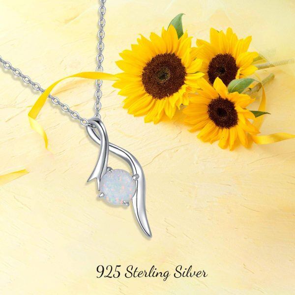 Sterling Silver October Birthstone Infinity Opal Pendant Necklace-6