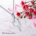 wholesale 925 Sterling Silver White Fire Opal Round Cut Infinity Pendant Necklace for Women's Gifts in Gift Box (October)-0-7