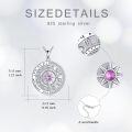wholesale 925 Sterling Silver Pink Sapphire Zodiak Compass Pendant Necklaces for Women-0-1