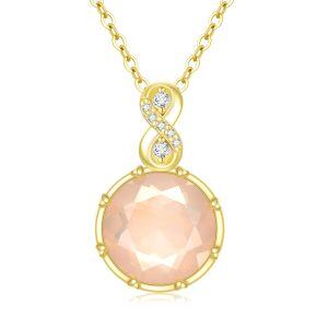 Sterling Silver Rose Quartz Pendant Necklace-0