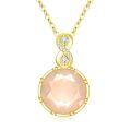 wholesale Gold-Plated 925 Sterling Silver Infinity Design Pink Jade Pendant Necklace for Women-0-0
