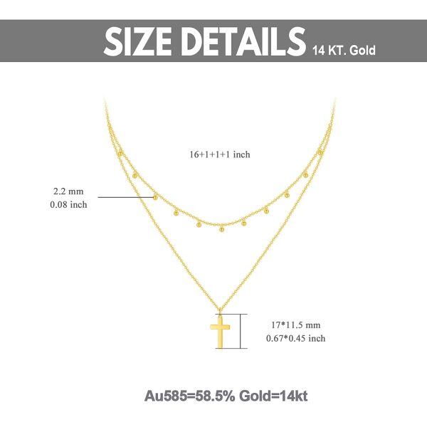 14K Gold Cross Bead Layered Necklace-3