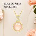 wholesale Gold-Plated 925 Sterling Silver Infinity Design Pink Jade Pendant Necklace for Women-0-3