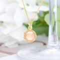 wholesale Gold-Plated 925 Sterling Silver Infinity Design Pink Jade Pendant Necklace for Women-0-4