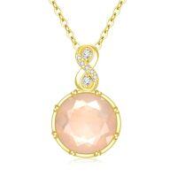 wholesale Gold-Plated 925 Sterling Silver Infinity Design Pink Jade Pendant Necklace for Women- Gold Plated