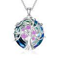 wholesale 925 Sterling Silver Blue Crystal Tree of Life Pendant Necklace for Women Mother's Day Gifts-0-6
