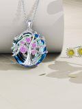 wholesale 925 Sterling Silver Blue Crystal Tree of Life Pendant Necklace for Women Mother's Day Gifts-0-7