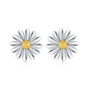 Sterling Silver Daisy Stud Earrings-0