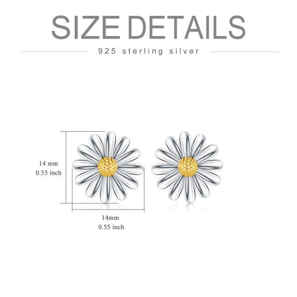 Sterling Silver Daisy Stud Earrings-12