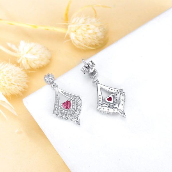 Sterling Silver Pink Chandelier October Birthstone Dangle Earrings-5