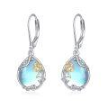 wholesale 925 Sterling Silver Blue Moonstone Rose Vine Filigree Teardrop Dangle Leverback Earrings-0-0