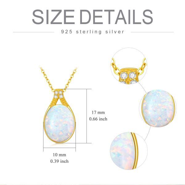 14K Solid Gold White Opal Pendant Necklace-1