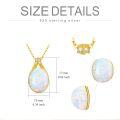 wholesale 14K Gold Teardrop Shape White Opal Pendant with Diamonds for Women's s - October Birthstone Necklaces-0-1