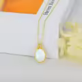 wholesale 14K Gold Teardrop Shape White Opal Pendant with Diamonds for Women's s - October Birthstone Necklaces-0-3