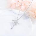 wholesale 925 Sterling Silver Flower Cross Pendant Necklace for Women Gifts for Her Jewelry Accessories-0-5
