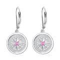 wholesale 925 Sterling Silver Pink Sapphire Compass Drop Earrings for Women-0-0