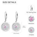 wholesale 925 Sterling Silver Pink Sapphire Compass Drop Earrings for Women-0-1