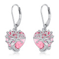 wholesale 925 Sterling Silver Pink Crystal Tree of Life Earrings for Women Mothers Day Gifts-0-0