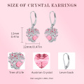 wholesale 925 Sterling Silver Pink Crystal Tree of Life Earrings for Women Mothers Day Gifts-0-1