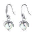 wholesale 925 Sterling Silver White Opal Round Drop Earring Hypoallergenic October Birthday Stone s for Women and Girls-0-0