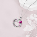 wholesale Sterling Silver Garnet Crescent Moon Star Necklace for Mom Daughter Wife Girlfriend Celtic Jewelry Gift-0-10