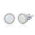 wholesale 925 Sterling Silver Opal Round Heart Stud Earrings for Women-0-0