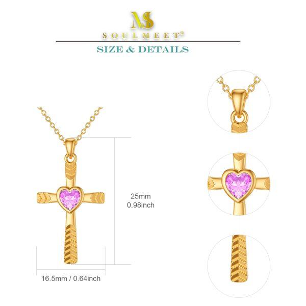 Sterling Silver October Birthstone Cross Pendant Necklace with Laser Diamond Cut-1